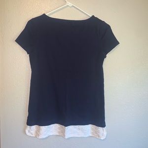Navy layered look short sleeve shirt